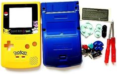 Full Housing Shell Case Cover Pack with Screwdriver Buttons for Nintendo Game boy Color GBC Repair Part-Yellow&Blue.