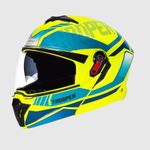 STUDDS Trooper DV D1 ISI and DOT Certified Gloss Finish Flip-up Full Face Helmet for Men and Women with Inner Sun Visor (Yellow N3 M)