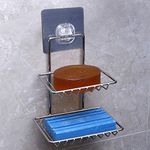 HOKIPO® Magic Sticker Series Self Adhesive Stainless Steel Double Soap Stand (AR-3158)