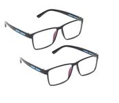 CRIBA Pack of 2 Reading Glass with Power +1 +1.25 +1.5 +1.75 +2 +2.25 +2.5 +2.75 +3 For Men and Women | Lightweight Rectangular Plastic Frame | Single Vision Power Specs|Unbreakable – PP07 (+1.75)