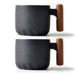 Handmade Retro Ceramic Coffee Mug, Tea Cups, Espresso Cups, Latte Art Cup 3 Oz (Set of 2,Black)