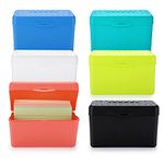 JuxYes Pack of 6 Index Card Box 3 x 5 inch - Index Card Holder Case Notecard Box Recipe Card Box Plastic Storage Organizer for Filling Notes, Note cards, Flashcards, Recipes and Addresses(Colorful)