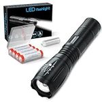 LED Torch Super Bright with 4pcs 3000MAH Battery,High Lumens Adjustable Focus Hand Flashlight,5 Modes,Long Battery Life,Waterproof Pocket Size Torch for Power Cuts,Emergency,Camping,Hiking,Outdoor