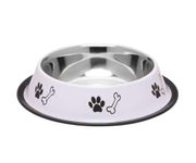 Foodie Puppies Stainless Steel Paw Bone Printed Bowl for Dogs, Cats & Any Pets - 700ml, Medium (Royal White) I Non-Skid Rubber Bottom Food/Water Bowl I Non-Toxic & 100% Safe for Pets