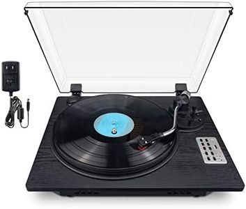 HONGUT Vinyl Record Player, 3 Speed Turntable with Bluetooth Built-in Speakers Record Player Vinyl USB Direct MP3 Recording Phonograph Player, Adjustment Counterweight Pitch Control, Balck