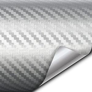 VViViD Silver 3D Carbon Fiber 5ft x 3ft Vinyl Wrap Roll with Air Release Technology
