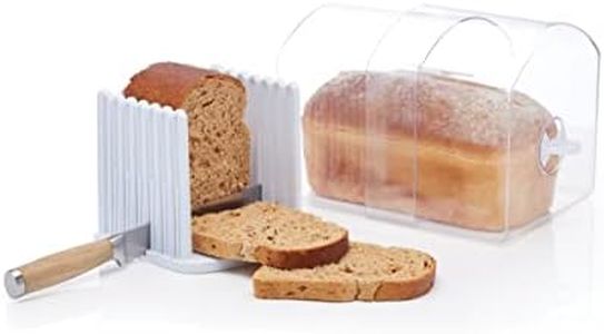 KitchenCraft Stay Fresh Expanding Bread Keeper - Bread Bin with Bread Slicer Guide, in Gift Box, Plastic - Large