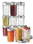 GINOYA BROTHERS 320 ml. High Ball Mason Glass Jars For Kitchen Storage With Airtight Silver Lid [Pack Of 5]