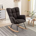 ABIN Rocking Armchair, Mid Century Modern Teddy Fabric Tufted Rocking Chair Padded Seat, Leisure Relax Chair, Suitable for Living Room Bedroom Office Nursery (Dark Gray)