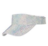 Gudessly Shiny Rhinestones Sport Sun Visor Adjustable Summer Cap Visor Caps for Women Men, White-2, 6 7/8-7 1/2