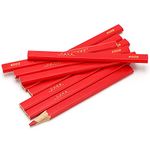 10Pcs Carpenter Pencils, Red Core Oval 2?Head Wood Carpenter Pencil, Woodworking Marking Hand Tools, 170mm