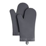 KitchenAid Ribbed Soft Silicone Oven Mitt Set, Charcoal Grey 2 Count, 7.5"x13"