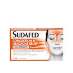 Sudafed Congestion & Headache Relief Max Strength Capsules, Targets Blocked Nose, Pressure, Heavy Head, Relieves Congestion and Headache with Maximum Strength formula, pack of 16