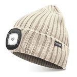 COTOP LED Beanie with Light,USB Rechargeable Hat Hands Free 4 LED Headlamp Cap Winter Knitted Night Lighted Hat Flashlight Women Men Gifts for Dad Him Husband (Beige)