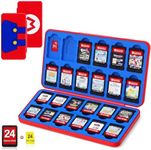 T Tersely 24-Slot Switch Game Card Case, Portable Nintendo Switch Game Card Holder with 24 Game Card Slots & 24 Micro SD Card Slots, Compatible with Lite/OLED/NS Games - Mario Overalls