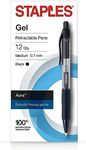 STAPLES 2072167 Aura Gel Retractable Pens 0.7Mm Black 12Pk (29195)