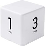 Leeonz Cube Timer, Time, Kitchen Timer Kids Timer for ADHD Productivity Workout Flip Timer Classroom for StudyTime Countdown Management Settings 1/3 / 5/10 Minutes - White