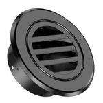 6 Inch Round Air Vent, HG Power Aluminium Alloy Louver Grille Cover, Soffit Vent with Built-in Screen Mesh for Bathroom Kitchen Office Ventilation 5.66”Black