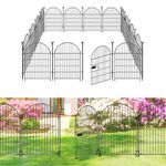 ADAVIN Garden Fence Animal Barrier with Gate 36 in(H)×32 Ft(L) 14 Panels,Rustproof Metal Wire Tall Fencing Border for Dogs Rabbits,Outdoor no dig pet Fences, Arched Black Flower Edging for Yard