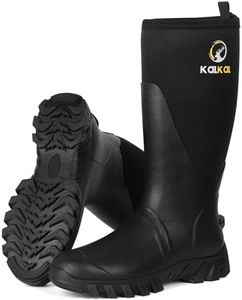 Kalkal Men's Rain Boots, Waterproof Rubber Boots For Men Lightweight Tall Hunting Boots, 6mm Neoprene Insulated Mens Work Wide Boots for Mud Hunting Farming Fishing