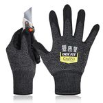 DEX FIT Level 5 Cut Resistant Gloves Cru553, 3D Comfort Stretch Fit, Power Grip, Durable Foam Nitrile, Smart Touch, Machine Washable, Thin & Lightweight, Black Grey 10 (XL) 1 Pair