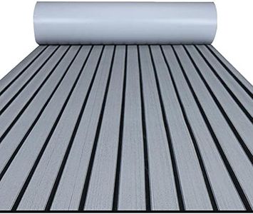 FOCEAN Boat Flooring EVA Foam Boat Decking Faux Teak Marine Flooring Marine Mat Sheet for Motorboat RV Yacht Kayak Surfboard, 94.5''x 47.2'', Grey with Black Lines