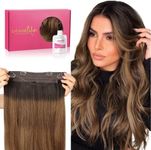 WENNALIFE Wire Hair Extensions (Increase 50% Lifespan) Real Human Hair 14 inch 75g Dark Brown to Chestnut Brown and Dirty Blonde Highlighted Remy Wire Hair Extensions Invisible Real Hair Extensions