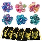 DND Dice, GWHOLE 6×7 (42pcs) Polyhedral Dice Sets with Drawstring Pouches Upgraded Dual Color D&D Dice for Dungeons and Dragons MTG RPG Table Games, D4 D6 D8 D10 D12 D20