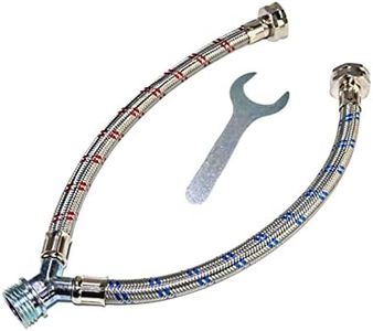 Washing Machine Y-Mixer/Y-Split Water Hose - Burst Proof Stainless Steel - (1 FT) Long Legs - 3/4 Inch Brass Fittings - Y-Splitter Water Hose Connector for Washing Machines Hot & Cold Water Supply