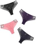 Avidlove Women Sexy Panties Lace Glitter Panty Cheeky Bikini Underwear 4 Pack XXL