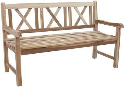 Sunnydaze 3-Person Outdoor Bench for Front Porch or Park - Wooden Teak Patio Garden Bench with Backrest - 675 lb Weight Capacity