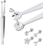 Piercing Barbell Clamps Tool for All Piercings, Stainless Steel Piercing Pliers Piercing Catch Barbell Clamp Tweezers for Tongue Rings Labret Cartilage Earrings