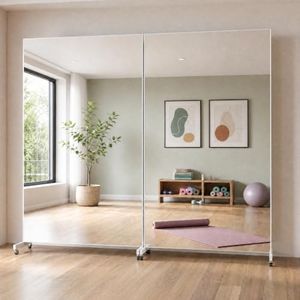 Antok 82"x44" Full Length Mirror with Wheels for Yoga, Dance, Gym, White