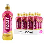 Boost Sports Drinks Raspberry & Mango | 12 Isotonic Drink with Vitamin B12 and B6 | Electrolyte Drink | Maximum Hydration Drinks | Low Calorie Vegan Adult Soft Drinks Multipacks | 12x500ml