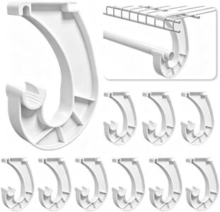 ELFULLY 10 Pcs Hanging Closet Rod Support, Plastic Closet Rod Brackets for Hanging Clothes, 3/4 Wardrobe Clothes Rods Bracket, Sturdy J-Shaped Hooks for Cabinets Storage and Curtain, White