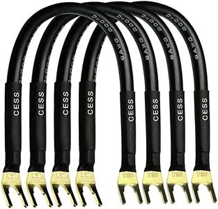 CESS-028L HiFi Premium Speaker Cable Jumpers 8 Inches - Fork Spade Plug to Spade Plug Speaker Jumper Cables - 4 Pack (Large Fork)