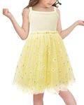 Happy Cherry Toddler Girls Tutu Dress Tulle Cami Dresses Casual Ruffle Sundress Sleeveless Mesh A Line Flowy Party Birthday Yellow 9-12 Months