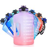 SLUXKE 3.78L/2.2L Water Bottle Motivational Sports Water Bottle with Time Marker, BPA Free, Leakproof, Resuable Large Fitness Water Jug for Gym, Training, Hiking, Travel, Office,School