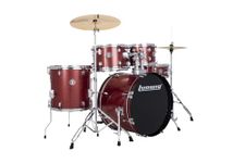 Ludwig Accent Fuse Drum Kit for Beginner to Intermediate Drummers, 5-Piece Set includes 20" Bass Drum, Hi-Hats, Crash/Ride Cymbal and Throne - Red Sparkle (LC19014DIR)