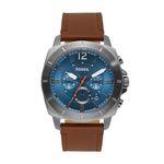 Fossil Men's Leather Analog Blue Dial Watch-Bq2844