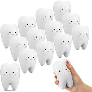 Shappy 12 Pcs Teeth Jumbo Kawaii Teeth Slow Rising Squeeze Cute Tooth Cartoon Tooth Toy for Girls and Boys Soft Scented Stress Relief Cute Squeeze Dental and Dentist Gifts