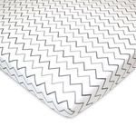 American Baby Printed 100% Natural Cotton Jersey Knit Fitted Pack N Play Playard Sheet, Grey Zigzag, Soft Breathable, for Boys and Girls