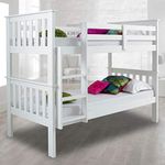 Happy Beds Atlantis White Finished Solid Pine Wooden Bunk Bed With 2x Luxury Spring Mattress