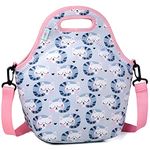 VASCHY Lunch Bag for Girls, Neoprene Lightweight Lunch Box Bag for Toddler Girls to School Daycare Kindergarten with Detachable Shoulder Strap (Cats)