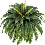 CongfuHepMui Large Artificial Ferns for Outdoor 51" Fake Boston Fern 66 Fronds Faux Ferns Plant Silk Greenery for Indoors Home Garden Porch Windowsill Decor (1 Stem)