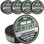 5 Cans, BaccOff Extra Wintergreen Fine Cut, Premium Tobacco Free, Nicotine Free Snuff Alternative