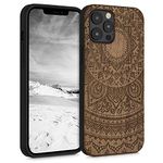 kwmobile Wood Case Compatible with Apple iPhone 12 Pro Max Case - Cover - Indian Sun Dark Brown