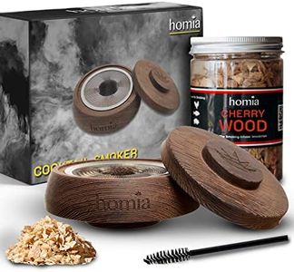 Cocktail Smoker Kit with Wood Chips - Premium Quality Wood - Wooden Bar Smoker for Cocktails - Old Fashioned Cocktails, Whiskey or Bourbon, Drinks