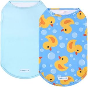 cyeollo 2 Pack Dog Cooling Shirt, Lightweight Sun Protection Sleeveless Dog Vest, Breathable Summer Clothes for Small Medium Dogs Boy & Girl, Soft Pet Tshirts, Yellow Duck XL