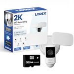 Lorex 2K WiFi Floodlight Camera - 32GB Outdoor Home Security Camera with Color Night Vision, Person Detection, and Flood Light - Exterior Surveillance Camera with Phone App (White)